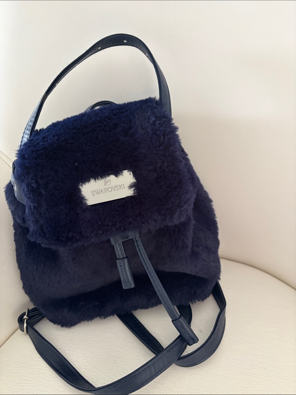 Swarovski Dark Navy Faux Fur Backpack